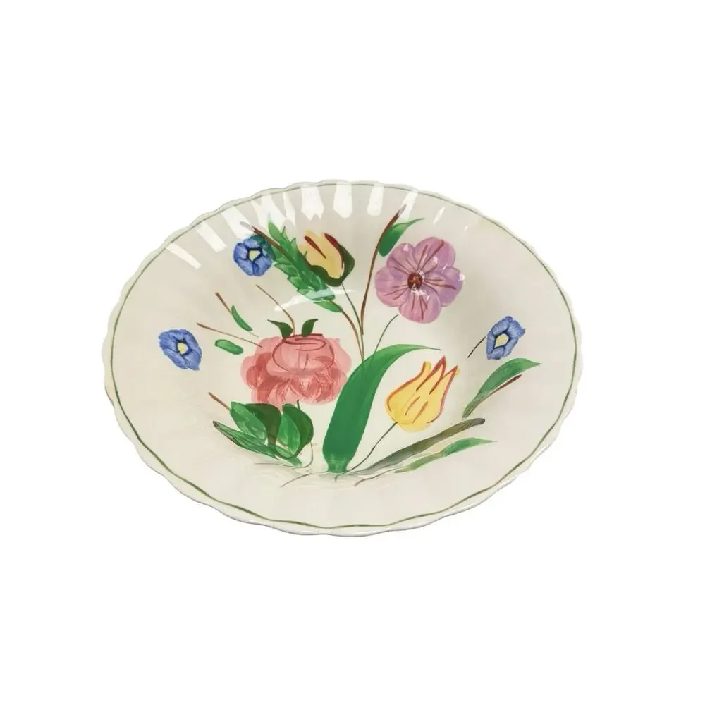 Vintage Blue Ridge Southern Potteries 9in Hand Painted Floral Bowl Numbered